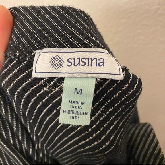 Nordstrom Susina faux Wrap maxi side tie stretch jersey waterfall stripe Skirt M - Picture 11 of 12